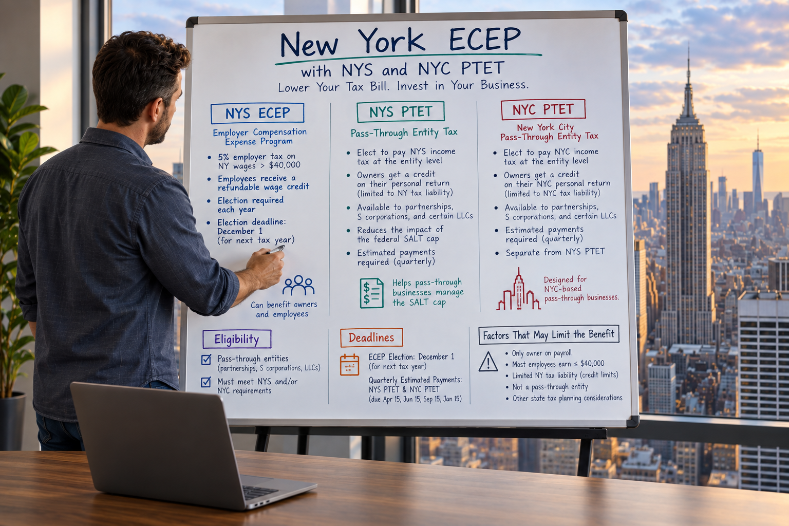 Business owner reviewing the 2027 New York ECEP election before the December 1 deadline